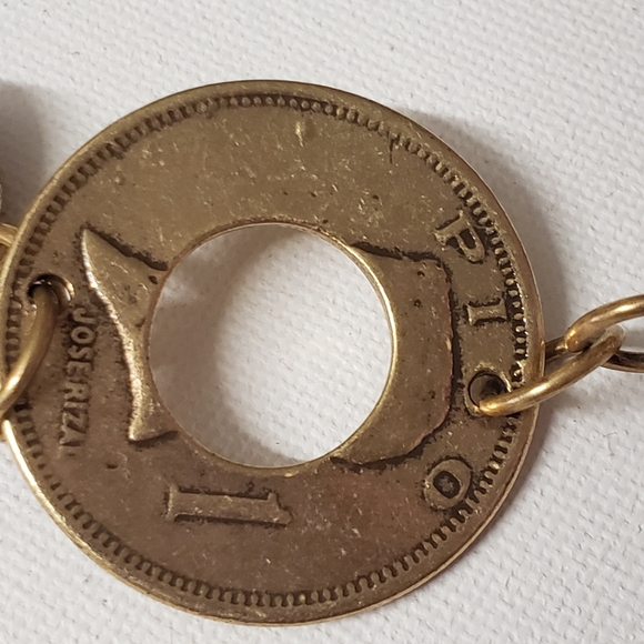 Chico's Necklace Long Statement Matte Gold Tone Chain Link Layering Chunky/Coins - Picture 9 of 15